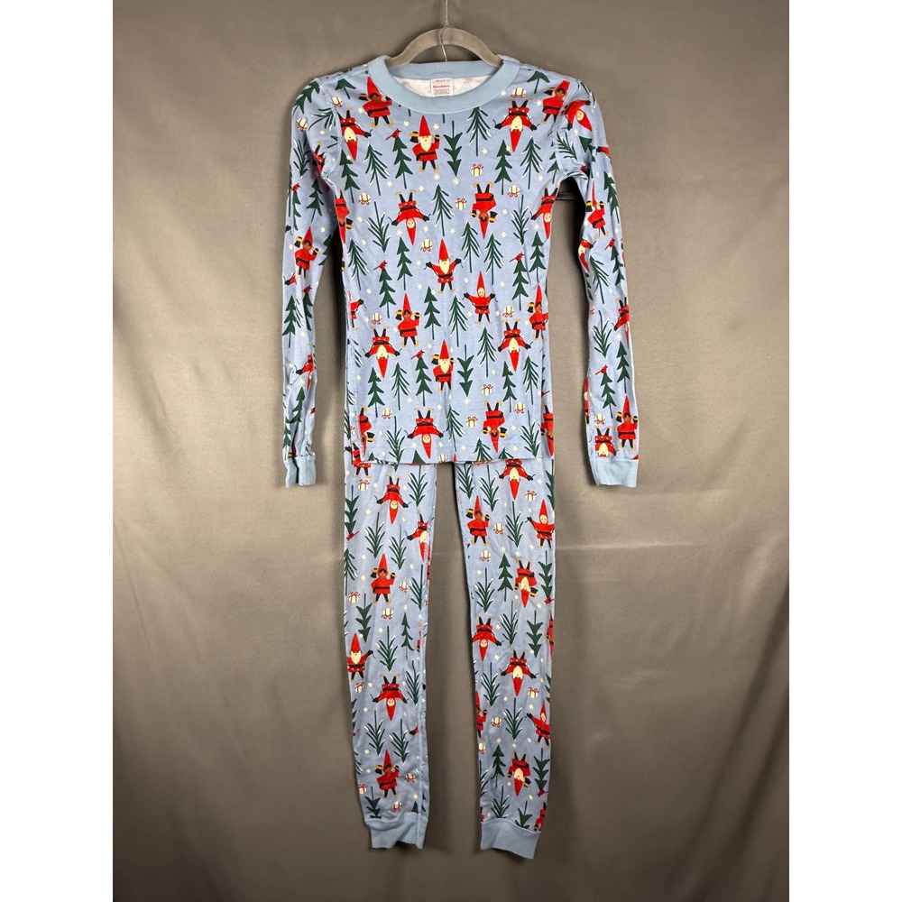 Hanna Andersson Pajama Set Kids 14-16 Blue Gnome Holiday Organic Cotton PJ Set